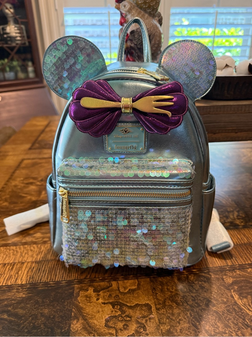 2022 Disney Cruise Line Little Mermaid w/Dinglehopper Mini Loungefly Backpack
